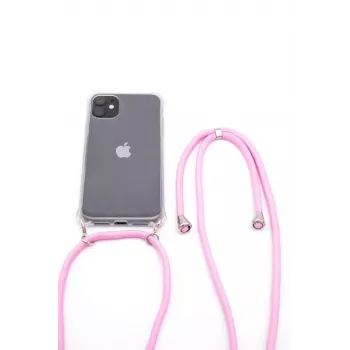 Evelatus Apple iPhone 7/8/SE2020/SE2022 Silikoni läpinäkyvä kaulanauhalla TPU-nauha läpinäkyvä