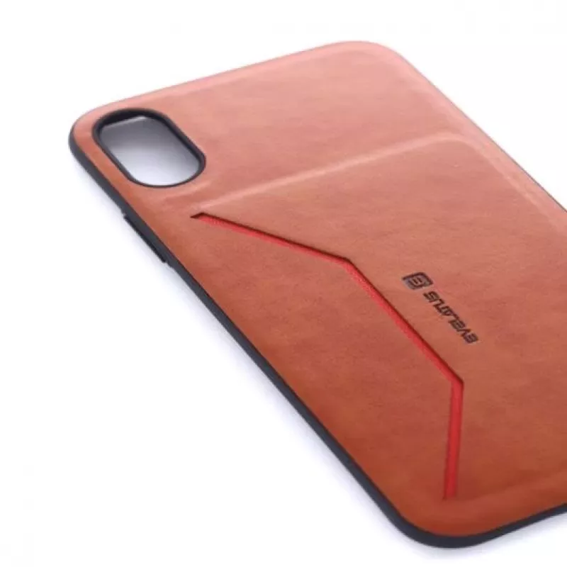 Evelatus Apple iPhone X Nobel ruskea folio-lompakkokuori