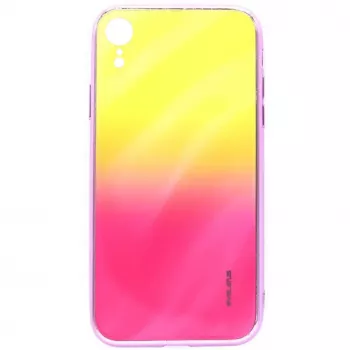Evelatus Apple iPhone XR Water Ripple liukuvärjätty iskunkestävä tempered glass -kotelo keltainen-pinkki