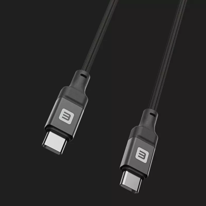 Evelatus spiraali USB-C - USB-C -kaapeli 1,2 m 60 W PD punottu musta