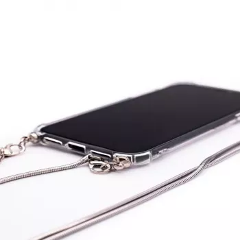 Evelatus Huawei P30 Lite läpinäkyvä silikonikotelo TPU-kaulapannalla Space Gray