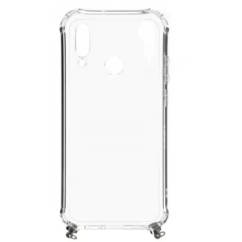 Evelatus Huawei P30 Lite läpinäkyvä silikonikotelo TPU-kaulapannalla Space Gray