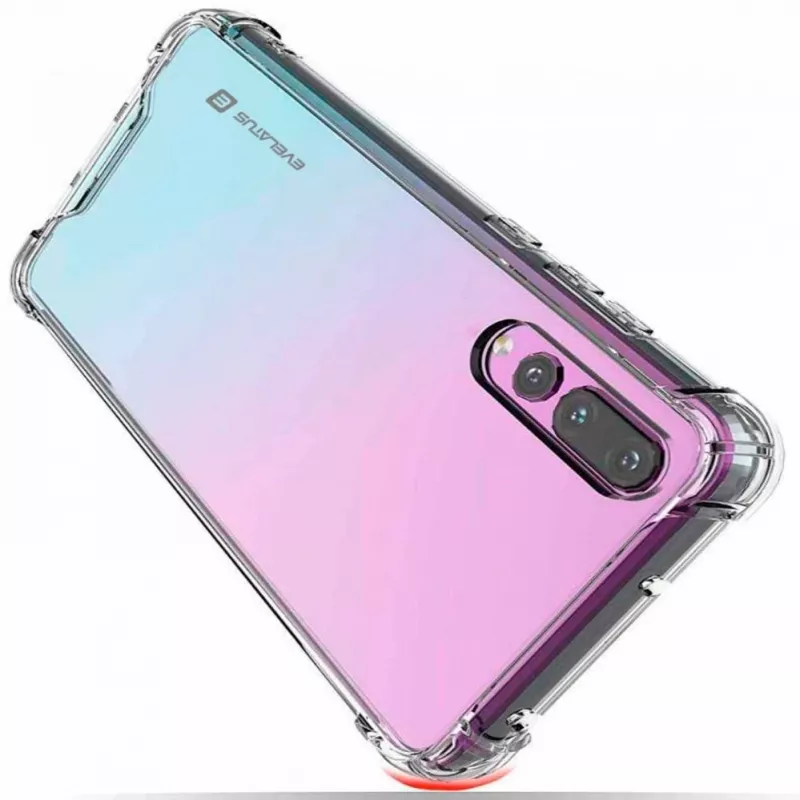 Evelatus Huawei P30 sotilastason iskunsuojainen silikonikuori TPU, läpinäkyvä