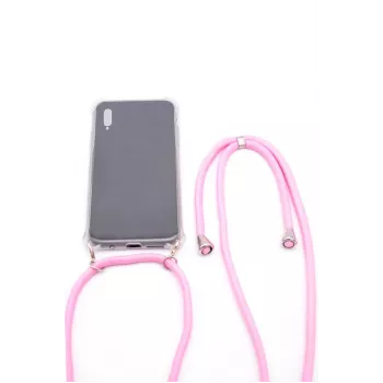 Evelatus Samsung A40 Case with Band Pink Transparent