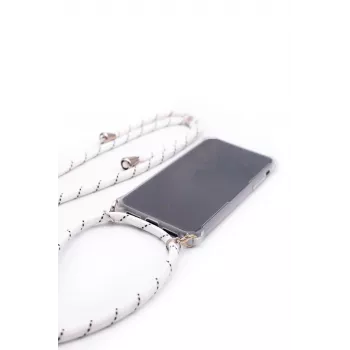 Evelatus Samsung A50 Case with Band White Stripes Transparent