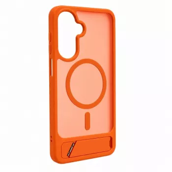 Evelatus Samsung Galaxy A17 4G / A17 5G kumipintainen MagSafe-kotelo jalustalla oranssi