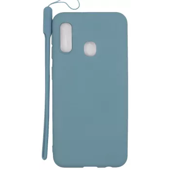Evelatus Samsung Galaxy A20e Soft Touch -silikonikuori kantohihnalla sininen