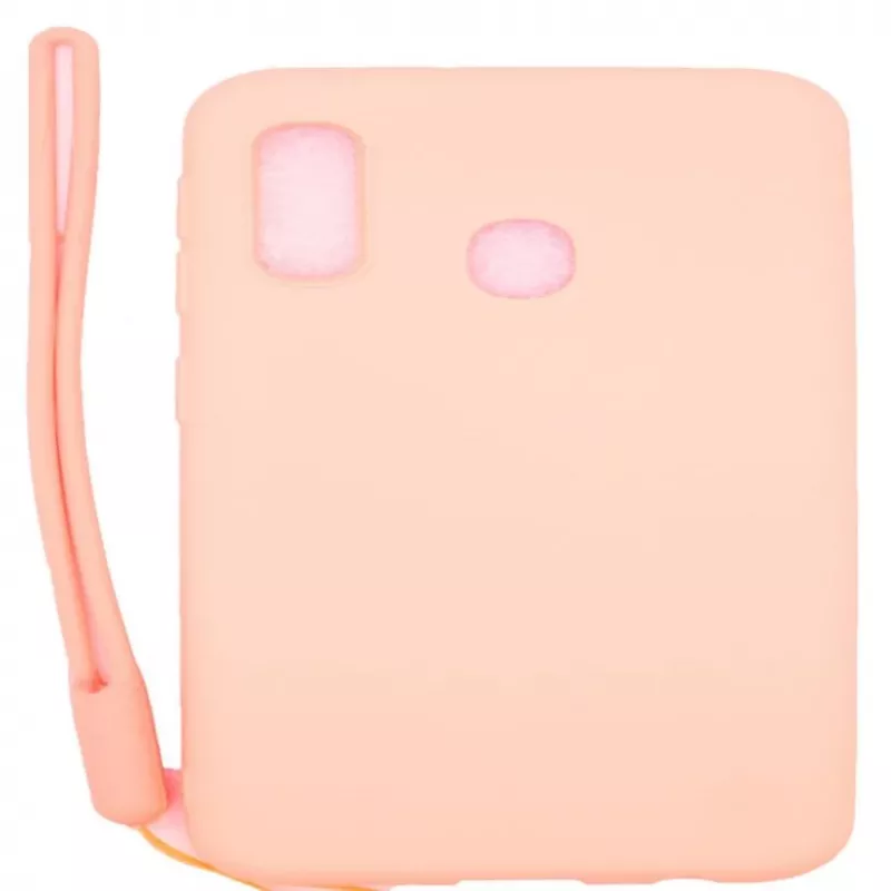 Evelatus Samsung Galaxy A20e Soft Touch silikonikuori hihnalla pinkki