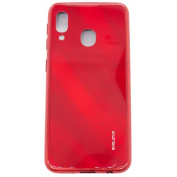 Evelatus Samsung Galaxy A20e vesiaalto-täysvärinen elektrolyyttipinnoitettu panssarilasi-näytönsuoja punainen