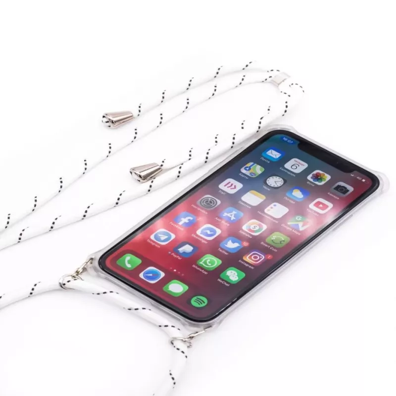 Evelatus Samsung Galaxy A30s kotelo narulla valkoinen raidat läpinäkyvä