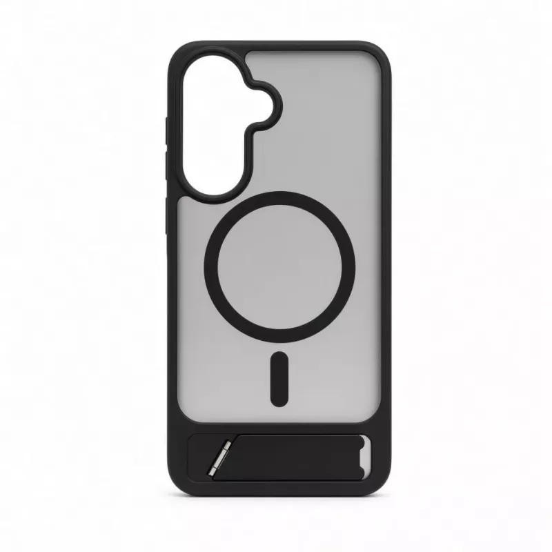 Evelatus Samsung Galaxy A57 kumipintainen MagSafe-kotelo jalustalla musta