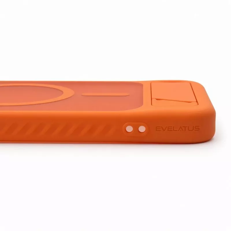 Evelatus Samsung Galaxy A57 kumipintainen MagSafe-kuori ja jalusta oranssi