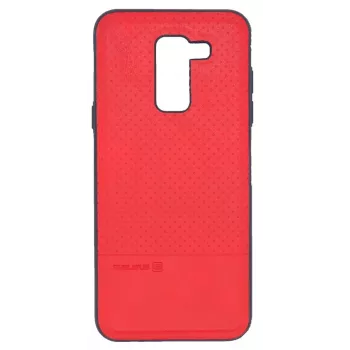 Evelatus Samsung Galaxy A6 Plus 2018 TPU-kotelo metallilevyllä magneettiseen puhelintelineeseen punainen