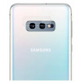 Evelatus Samsung Galaxy S10e kameralinssin lasi varaosa - läpinäkyvä mustalla kehyksellä