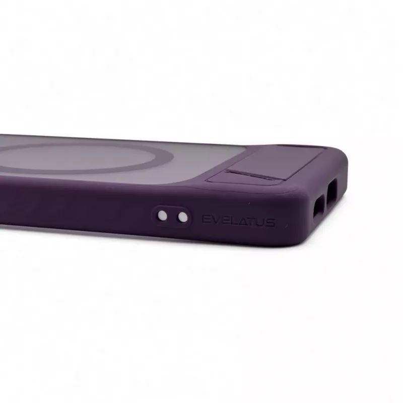 Evelatus Samsung Galaxy S26 kumipintainen MagSafe-kuori ja teline lila