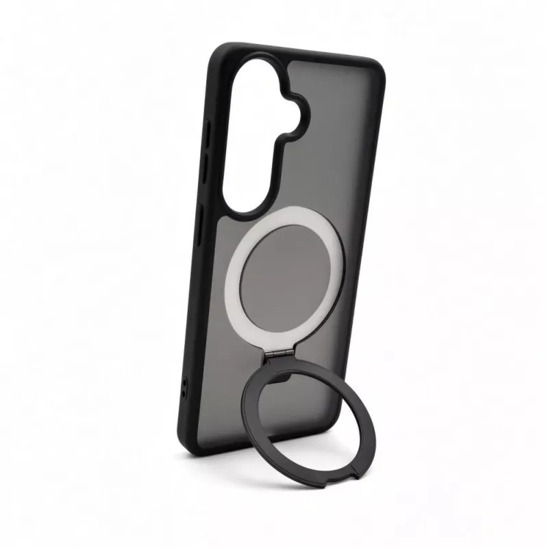 Evelatus Samsung Galaxy S26 Shield -kotelo MagSafe-tuella ja jalustalla, mattarengas, musta