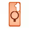Evelatus Samsung Galaxy S26 Shield -kotelo MagSafe-tuella ja jalustalla, mattarengas oranssi