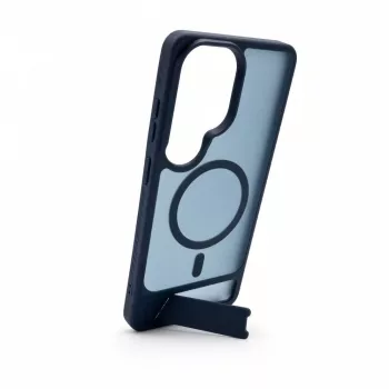 Evelatus Samsung Galaxy S26 Ultra kumipintainen MagSafe-kotelo jalustalla marineerinsininen