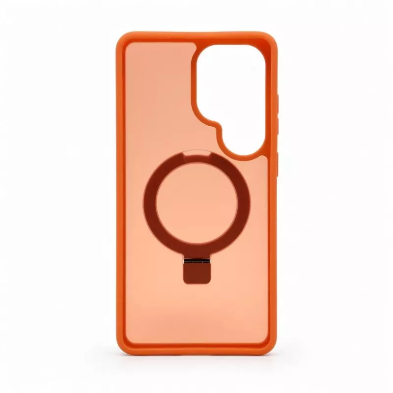Evelatus Samsung Galaxy S26 Ultra Shield -kuori MagSafella ja jalustalla mattarengas oranssi