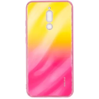 Evelatus Xiaomi Redmi 8 Water Ripple Gradient Color Anti-Explosion karkaistu lasi kotelo liukuväri keltainen-pinkki
