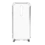 Evelatus Xiaomi Redmi Note 8 Pro silikoni läpinäkyvä kotelo kaulanauhalla TPU-nauha hopea