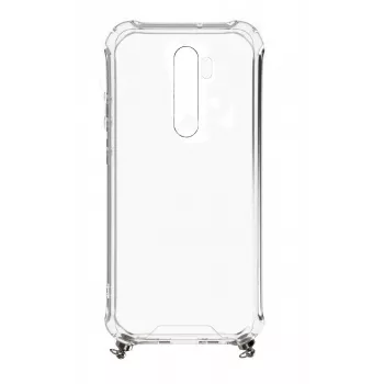 Evelatus Xiaomi Redmi Note 8 Pro silikoni läpinäkyvä kaulaketjulla TPU hihna kulta