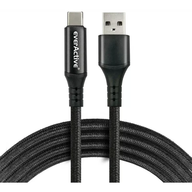 everActive CBB-1CBL USB-A - USB-C punottu kaapeli LCD-tehonäytöllä, 1 m, 3A, musta