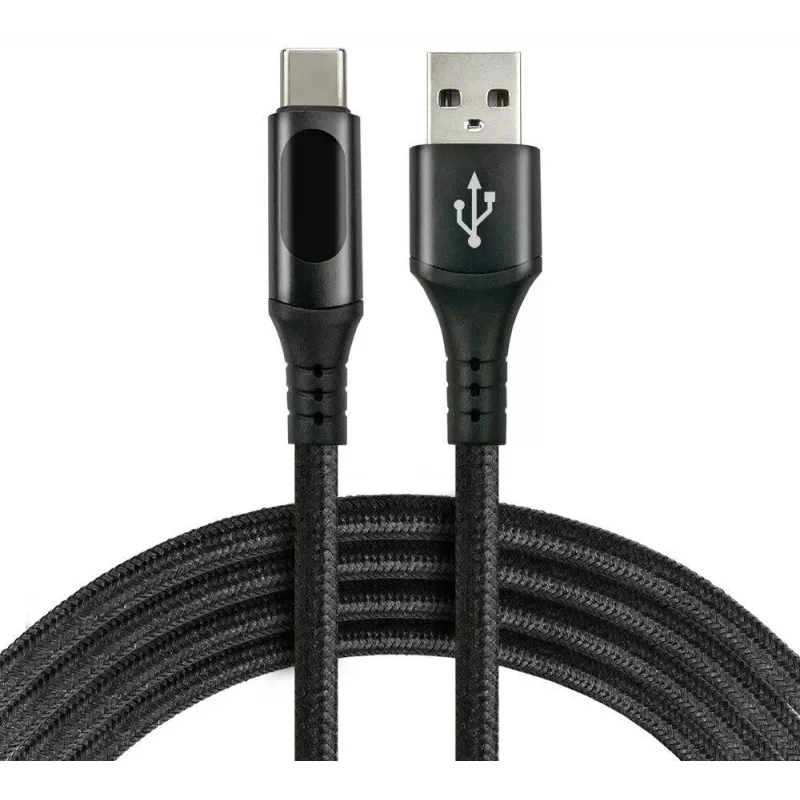 everActive CBB-1CBL USB-A - USB-C punottu kaapeli LCD-tehonäytöllä, 1 m, 3A, musta