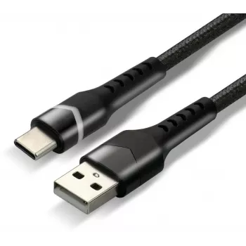 everActive CBB-1CBR USB-A - USB-C RGB-LED punottu kaapeli 1m 3A musta