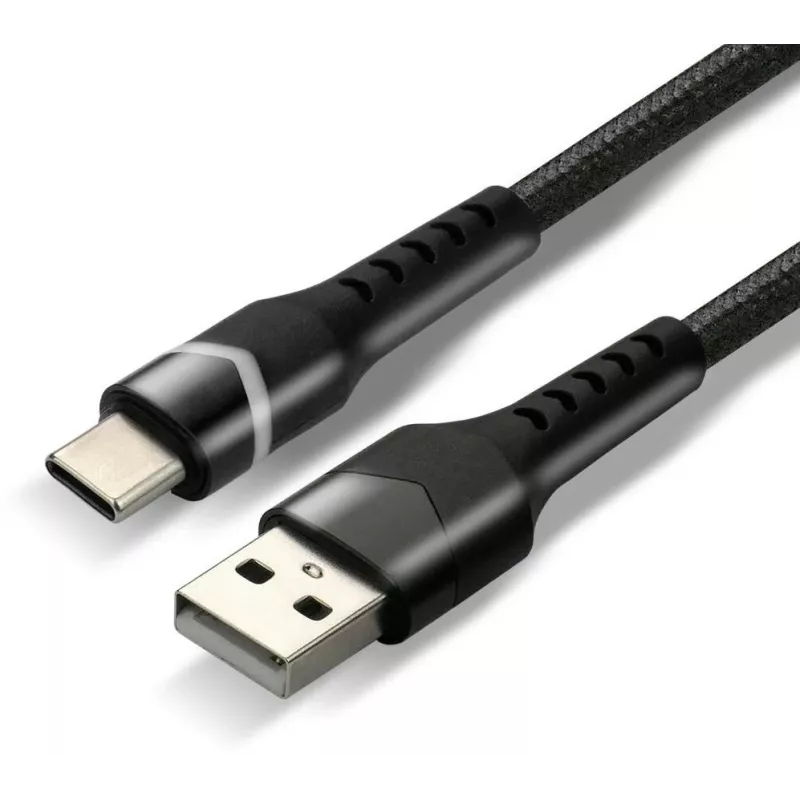 everActive CBB-1CBR USB-A - USB-C RGB-LED punottu kaapeli 1m 3A musta