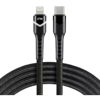 everActive CBB-1CIR USB-C - Lightning RGB LED -kaapeli 1m 27W PD musta