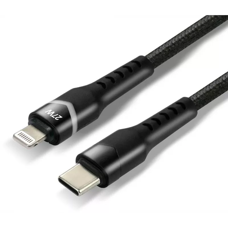 everActive CBB-1CIR USB-C - Lightning RGB LED -kaapeli 1m 27W PD musta