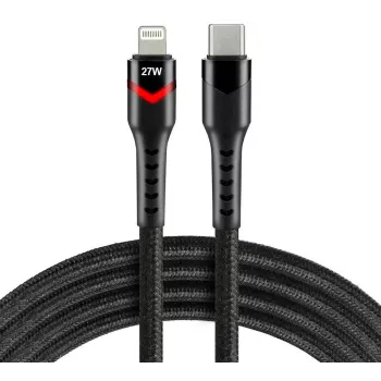 everActive CBB-1CIR USB-C - Lightning RGB LED -kaapeli 1m 27W PD musta