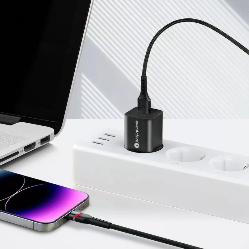 everActive CBB-1IBR USB-A - Lightning RGB LED punottu kaapeli 1m 2.4A musta