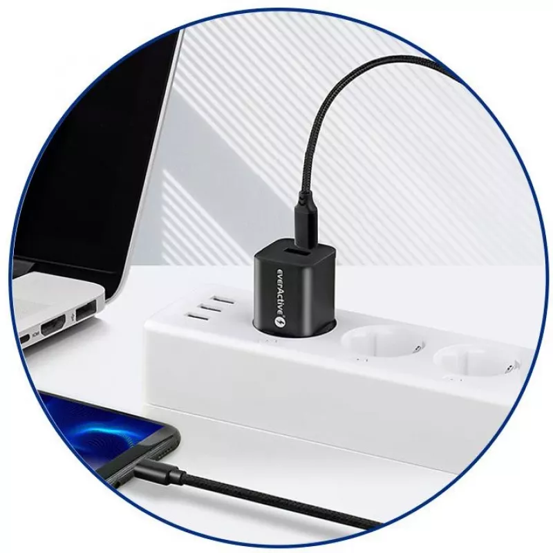 everActive CBB-1PD5 USB-C - USB-C -kaapeli 100W PD 5A 1m