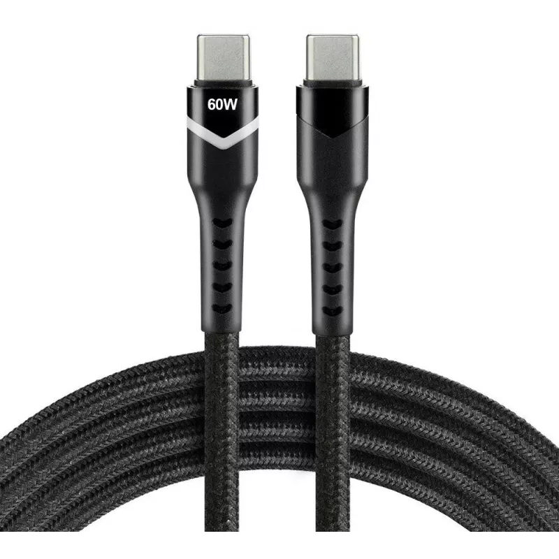 everActive CBB-2PDR USB-C - USB-C RGB LED punottu kaapeli 2 m 3A 60W musta