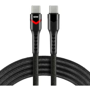 everActive CBB-2PDR USB-C - USB-C RGB LED punottu kaapeli 2 m 3A 60W musta