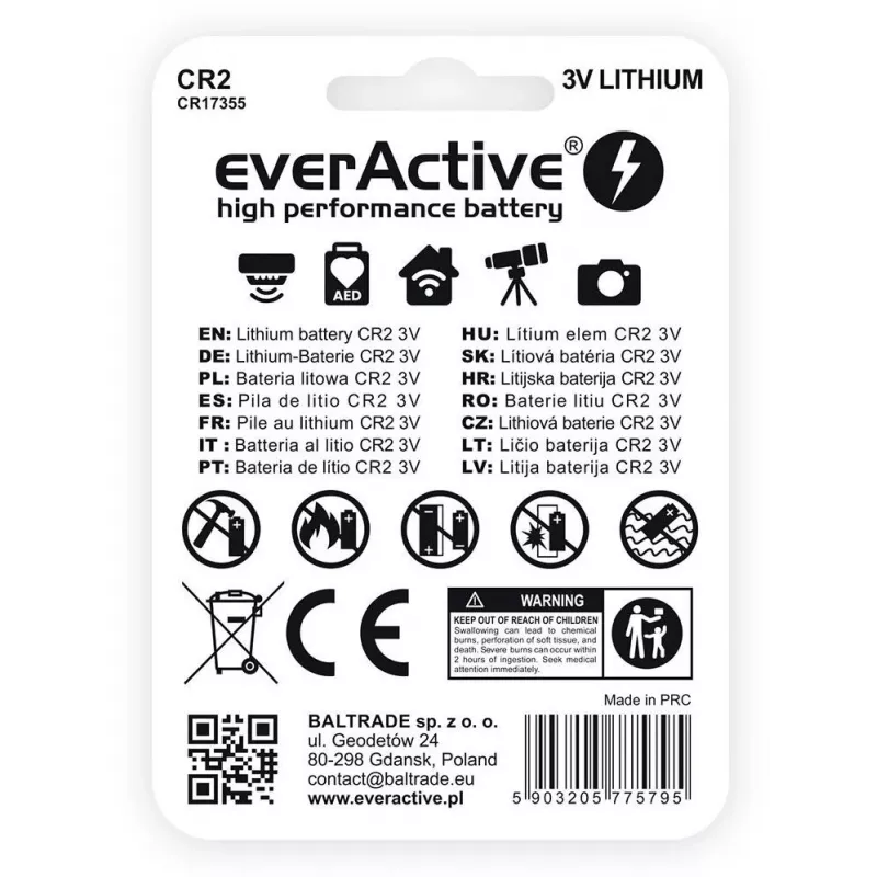 everActive CR2 litiumparisto 3V 850mAh (1 kpl:n pakkaus blister)
