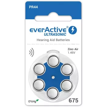 everActive ULTRASONIC 675 sinkki-ilma-kuulokojeen paristot PR44 (6 kpl blisteri)