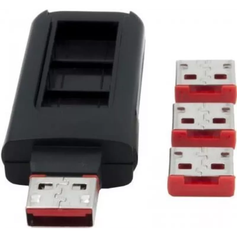 EXSYS EX-1114-RL USB-porttilukko avaimella, fyysinen estolaite USB Type-A:lle (10 lukkoa, 1 avain, musta)