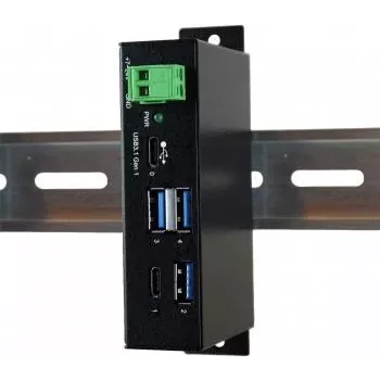 EXSYS EX-1195HMS Industrial 4-porttinen USB 3.1 Gen 1 -keskitin USB-C:llä, DIN-kiskokiinnitys, 9-48V DC
