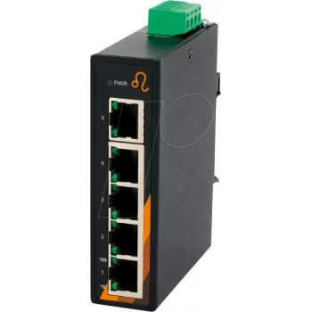 EXSYS EX-6200 5-porttinen teollisuus Ethernet-kytkin, hallitsematon, 10/100Base-TX, DIN-kisko, -40 - 75°C
