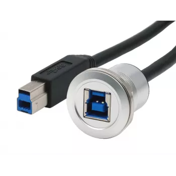 EXSYS paneeliasennus USB-B-liitin USB-B-pistokkeeseen -adapterikaapeli, USB 3.2 Gen 1, 30 cm, metallikotelo EX-49187