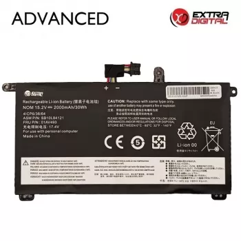Extra Digital Advanced vara-kannettava akku Lenovo ThinkPad X1 Carbon / X1 Yoga – 01AV493, 2000mAh, 11.52V, Li-ion, musta