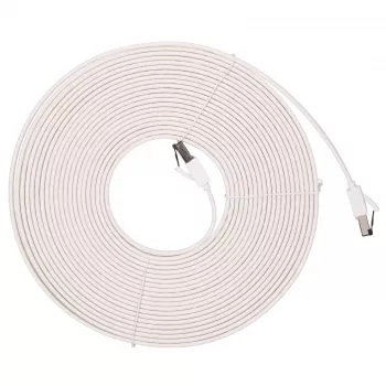 EXTRALINK Cat.8 U/FTP litteä Ethernet-patch-kaapeli 10m 40Gbps valkoinen
