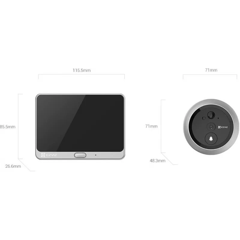 Ezviz CS-CP4 2MP Wi-Fi digitaalinen ovisilmä 4,3 tuuman näytöllä, hopea