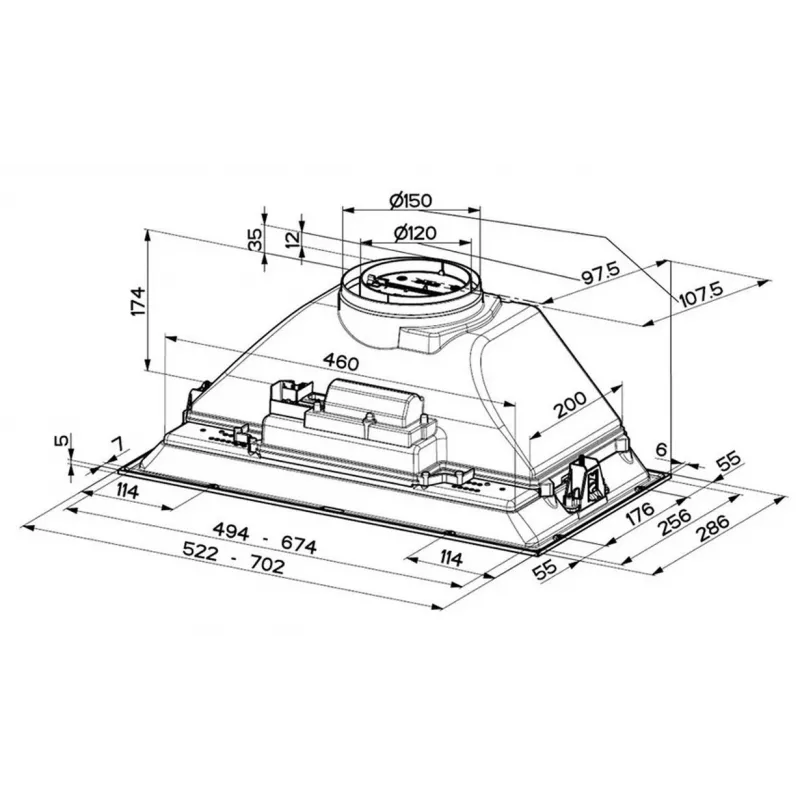 Faber Inka Smart C BK A52 sisäänrakennettu liesituuletin (52 cm, musta, 330 m³/h, LED)