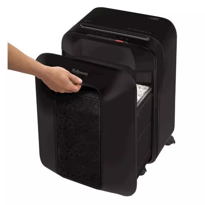 Fellowes Powershred LX201 Micro-Cut -silmäpaperisilppuri, musta, 10 arkkia, P-5 turvallisuus, 22L säiliö
