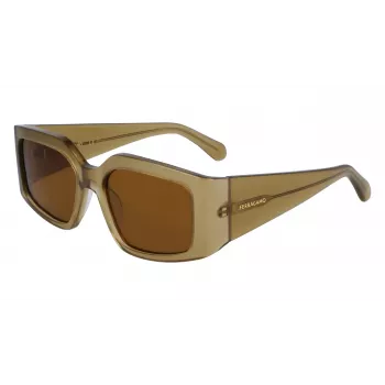 FERRAGAMO SF1101S541833 naisten aurinkolasit - musta asetaattikehys, harmaat liukuvärilinssit, 54 mm
