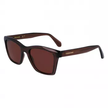FERRAGAMO SF2001S-232 unisex-aurinkolasit Havana ruskea neliömäinen asetaattisankainen ruskeat linssit 54/20/145 mm